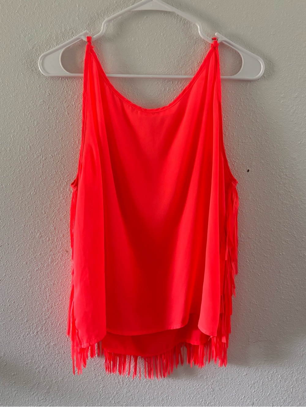 GQ Neon Pink Fringe Spaghetti Strap Tank Top Medium - Picture 4 of 5